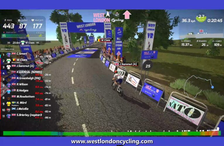 Chris Smart crisply outsmarts the field as he climbs to an emphatic first place in West London VR Race 6.6