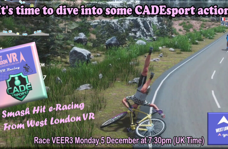 Spin on more than your pedals in West London VR Race VEER3 on CADEsport Monday 5th December at 7.30pm UK Time …get braking with the B-Boys and Girls