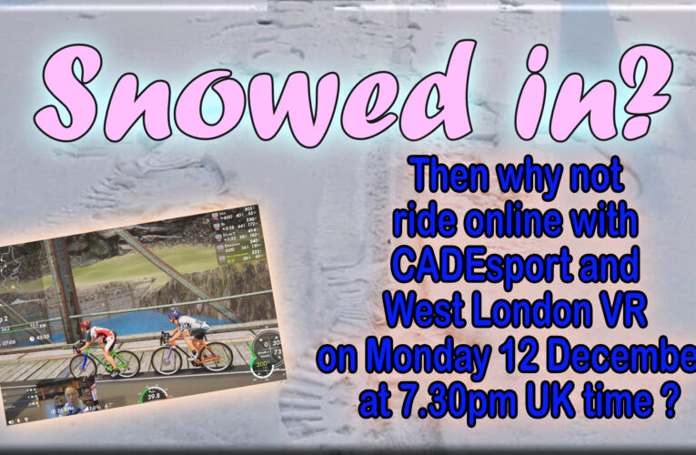There’s no snow online …. despite what the railway announcers say, the show goes on with West London VR …VEER Race 4 on CADEsport at 7.30pm UK time Monday 12th December