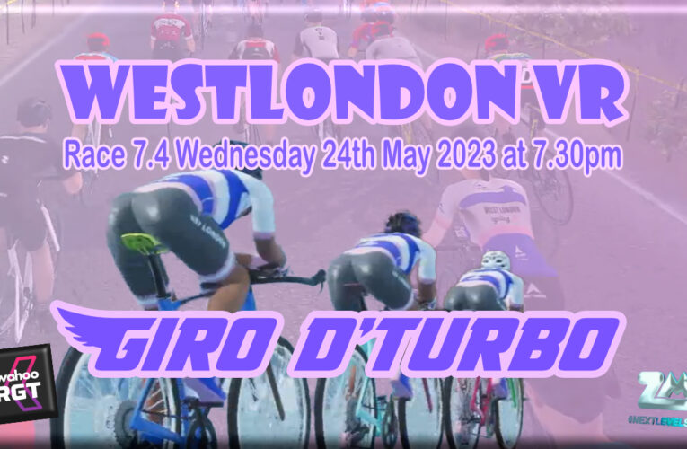 It’s a West London Wednesday on Wahoo RGT, so cleat up, click on and clinch the handlebars for another roller coaster roaster … it’s West London VR Race 7.4 on Wahoo RGT