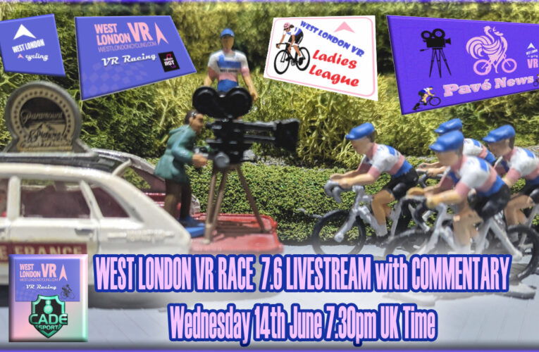 West London VEER Race 7.6 on CADEsport will be broadcast live with commentary at 7.25pm UK time on Wednesday 14th June … details here: