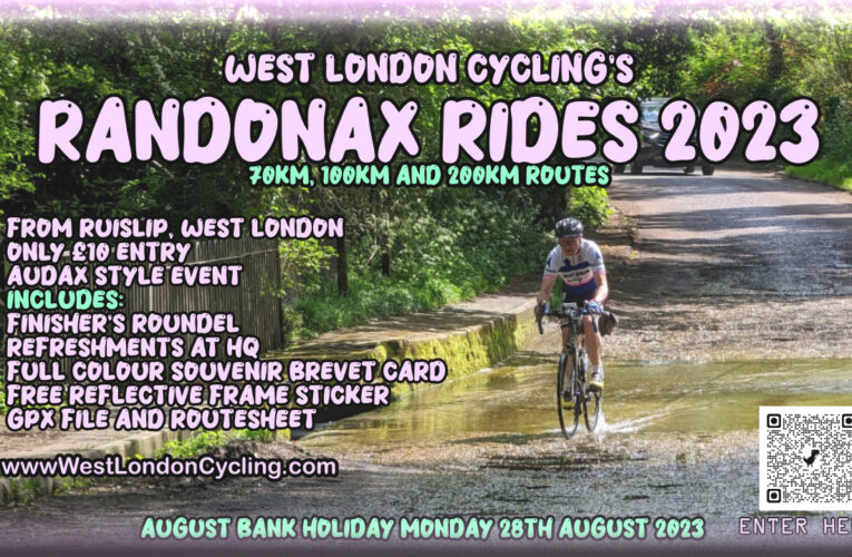 The Randonax Rewards start rolling in as our free reflective frame/mudguard sticker manifests in it’s full artistic glory … Your Bank Holiday Randonax Rides from Ruislip, West London, only £10 entry on Monday 28th August 2023
