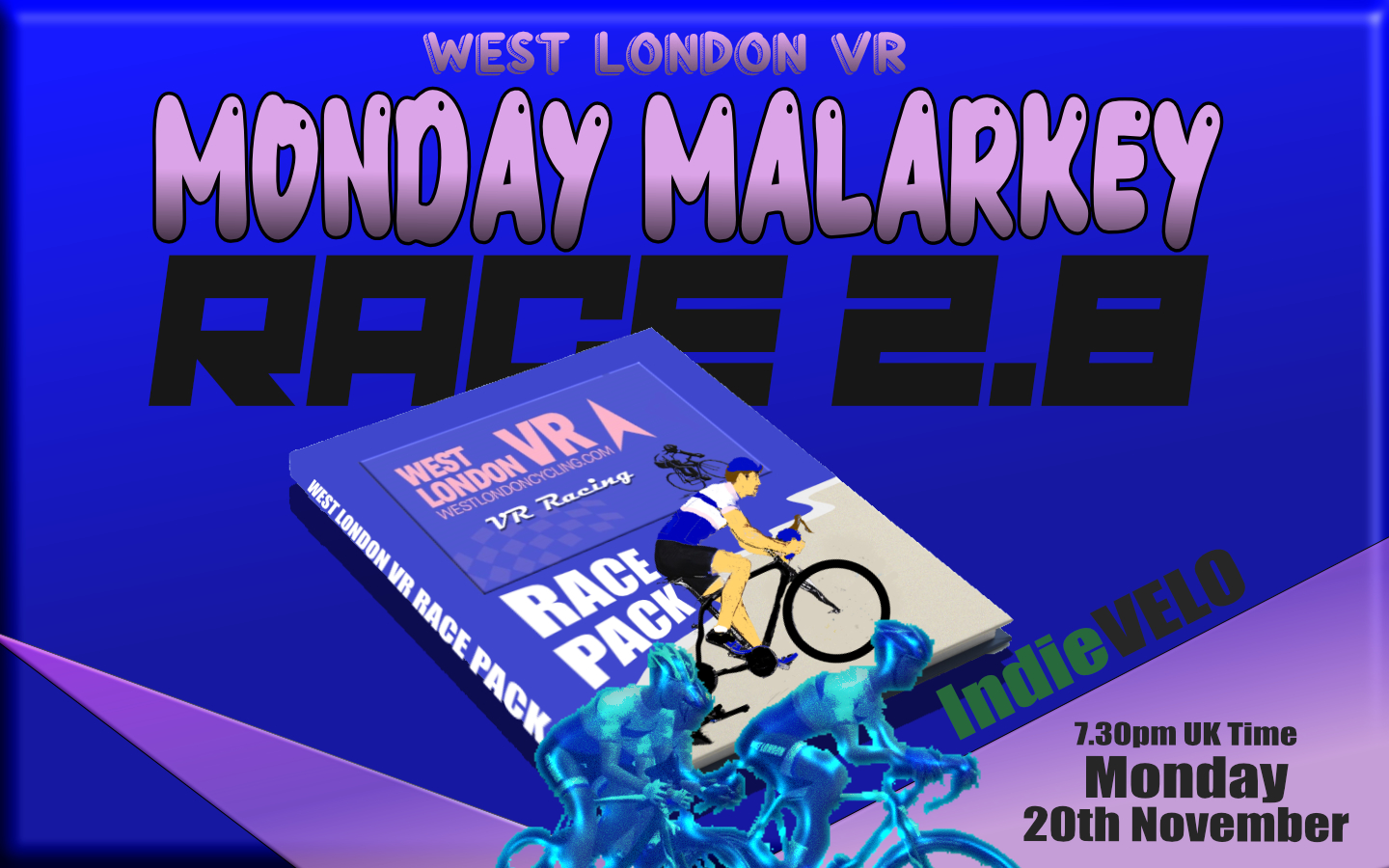 Join the pack, read the pack and don’t look back, be a Monday Malarker, the race that likes to pack a bunch …  Race 2.8 Monday 20th November 7.30pm UK Time on IndieVelo