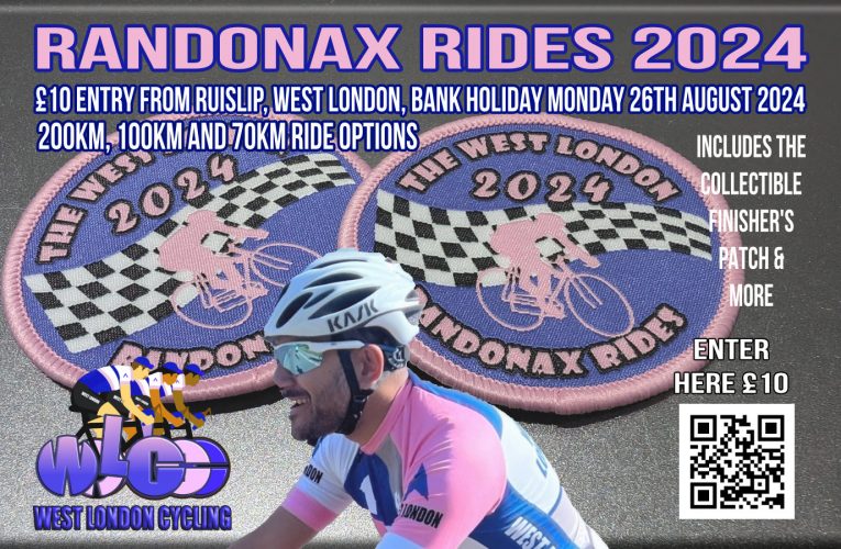 The sought after Randonax 2024 Badges have arrived, you need to enter if you want one … West London’s big cycling event on Bank Holiday Monday 26th August from Ruislip, West London