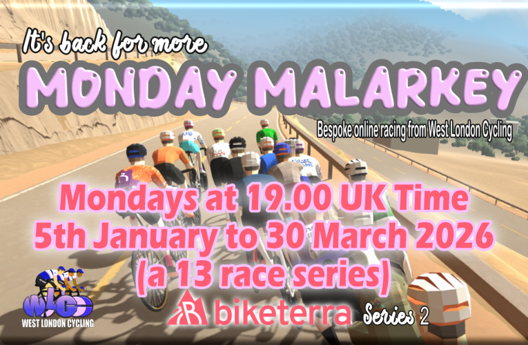 For those of you getting a Smart Trainer for Xmas or in the Black Friday Sales …. Monday Malarkey free online races Series Two courses revealed (5th January 2026 to 30 March 2026) ….