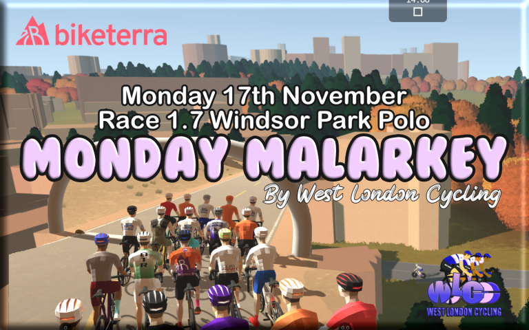 Monday Malarkey Race 1.7 .. a Right Royal Ride as we wind through Windsor Great Park … Monday 17th November at 19.00pm UK Time on Biketerra