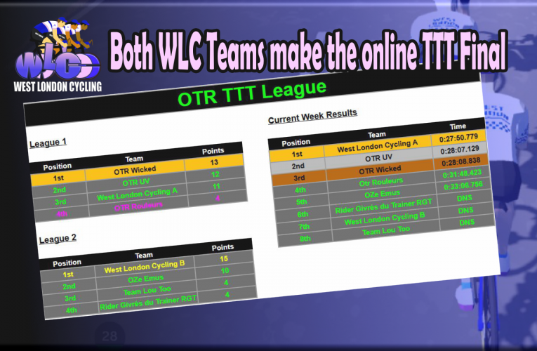 Both West London Cycling online TTT Teams make the Final … good luck everyone!