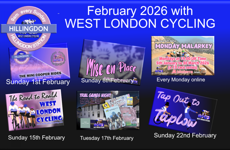 February 2026 – Your West London Cycling Sunday Rides at 9am from Hilingdon Station (UB10 9NR) and more!