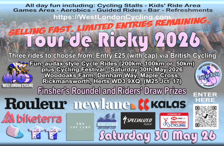 Tour de Ricky entries are exceeding last year, last 2026 places remaining are still available but won’t be around forever ….. get your entry in whilst you can!