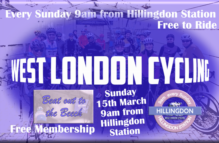 The original free Sunday Rides continue with West London Cycling every Sunday at 9am from Hillingdon Station (UB10 9NR) … Sunday 15th March we march on to Beaconsfield!