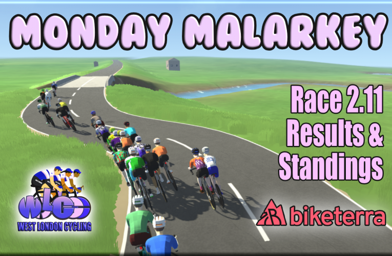 MONDAY MALARKEY RACE 2.11: Results and standings