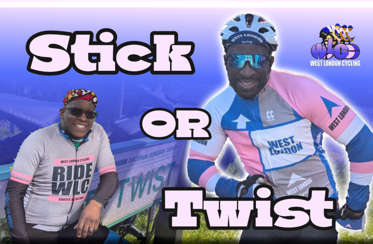 Stop at the cafe or add in an extra climb and then come back to the cafe? It’s the West London Cycling Stick or Twist ride on Sunday 29th March at 9am from Hillingdon Station (UB10 9NR) Cafe or Climb? Stick or Twist?