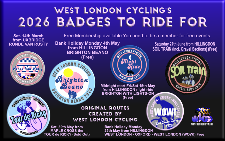 2026 Badges to Ride for with WEST LONDON CYCLING