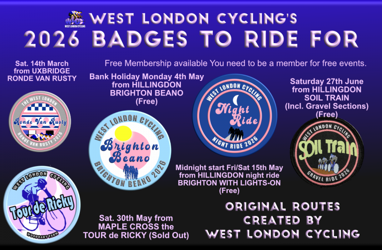 2026 Badges to Ride for with WEST LONDON CYCLING