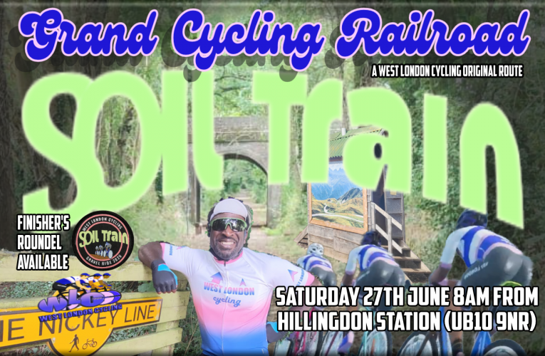 A June 2026 special from West London Cycling … a road and easy gravel mix across the tracks … It’s the SOIL TRAIN RIDE on Saturday 27th June at 8am from Hillingdon Station (UB10 9NR)