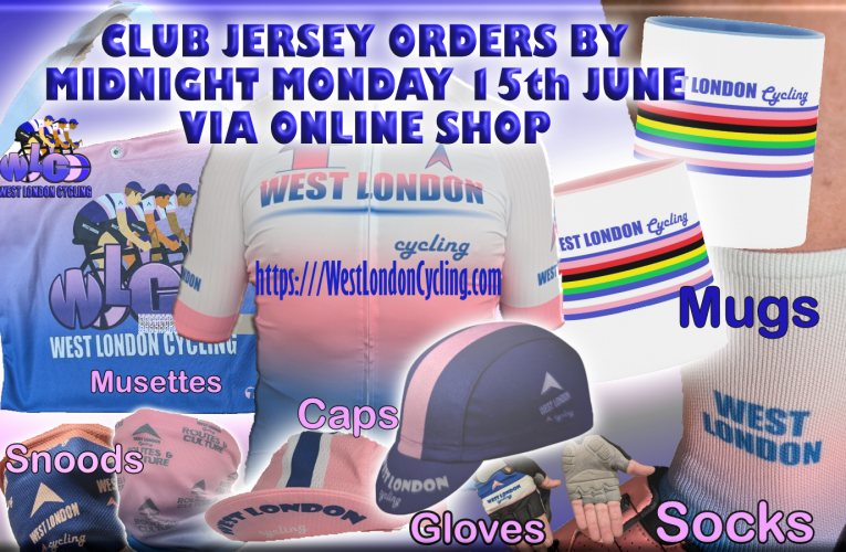 Club jersey orders by midnight Monday 15th June