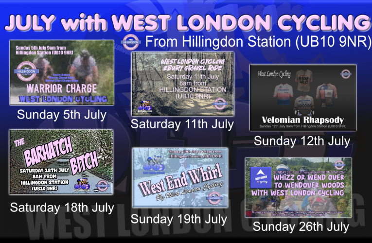 West London Cycling’s free rides for JULY 2026 from Hillingdon Station (UB10 9NR)