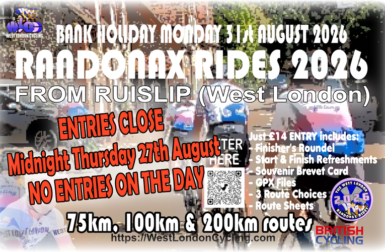 LAST CHANCE to ride the Randonax 2026 … West London Cycling’s annual Chiltern Classic closes for entries this week! ENTER NOW.