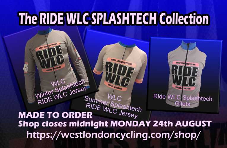 It’s time to order from West London Cycling’s winter jersey and gilet collection; The bespoke haute couture RIDE WLC SPLASHTECH collection is available to pre-order by 24th August for delivery in late September. Make sure you’re on the Routes and Culture vibe this winter.