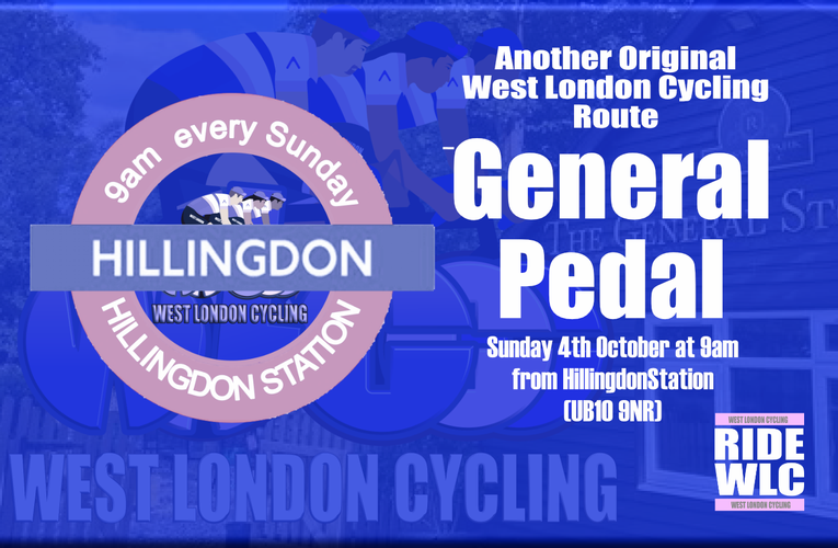 Into October and it’s the popular General Pedal Route for West London Cycling’s first Sunday Ride of October … 9am from Hillingdon Station (UB10 9NR)