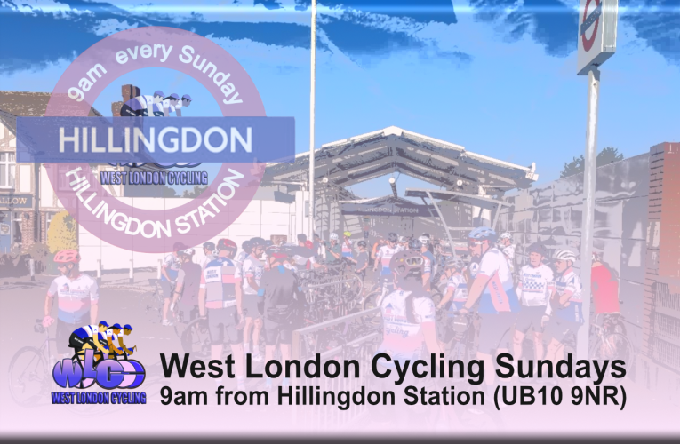 Sunday Cycling starts at 9am from Hillingdon Station, West London, UB10 9NR every Sunday with West London Cycling
